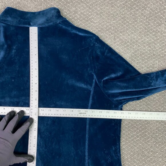 T by Talbots Velour Jacket Women's 2X Blue Luxe Track Sweat Gym Full Zip Stretch - Picture 7 of 9